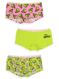 Dr Seuss The Grinch Women's 3-Pack Allover Character Designs Underwear Panties Boyshorts