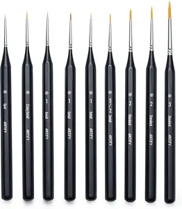 Back to School Essential –ARTIFY Miniature Detail Paint Brush Set: 9-Piece Round Small Model Paintbrushes, Thin Mini Tiny Micro Paint Brushes for Miniature Painting