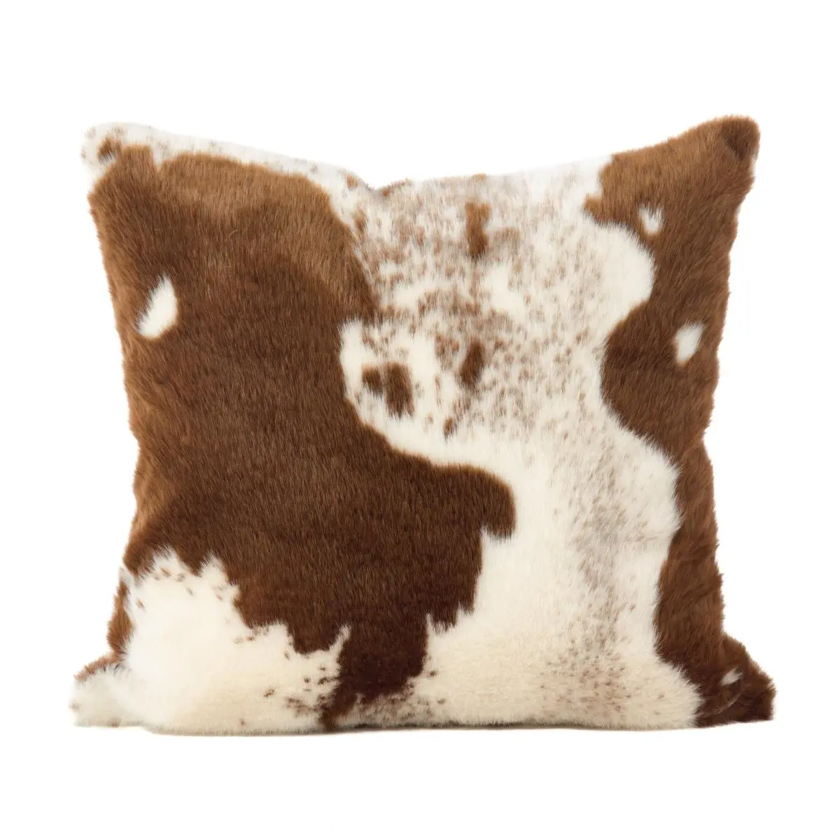 212 MAIN 22 in. Square Western Style Faux Cowhide Polyester-Fill Brown Pillow, Spot-Clean Care Instructions