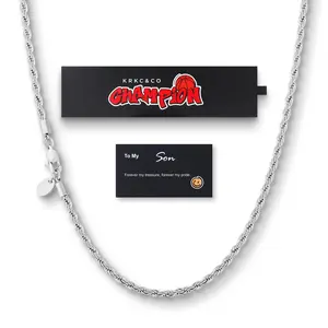 KRKC&CO Rope Chain Necklace for Teen Boys, 3mm, 16–26in Options, 316L Stainless Steel, Silver Tone Plated, Durable, Hypoallergenic Jewelry, Birthday Christmas Graduation Gift, Gift Box & Card fathersdaygift
