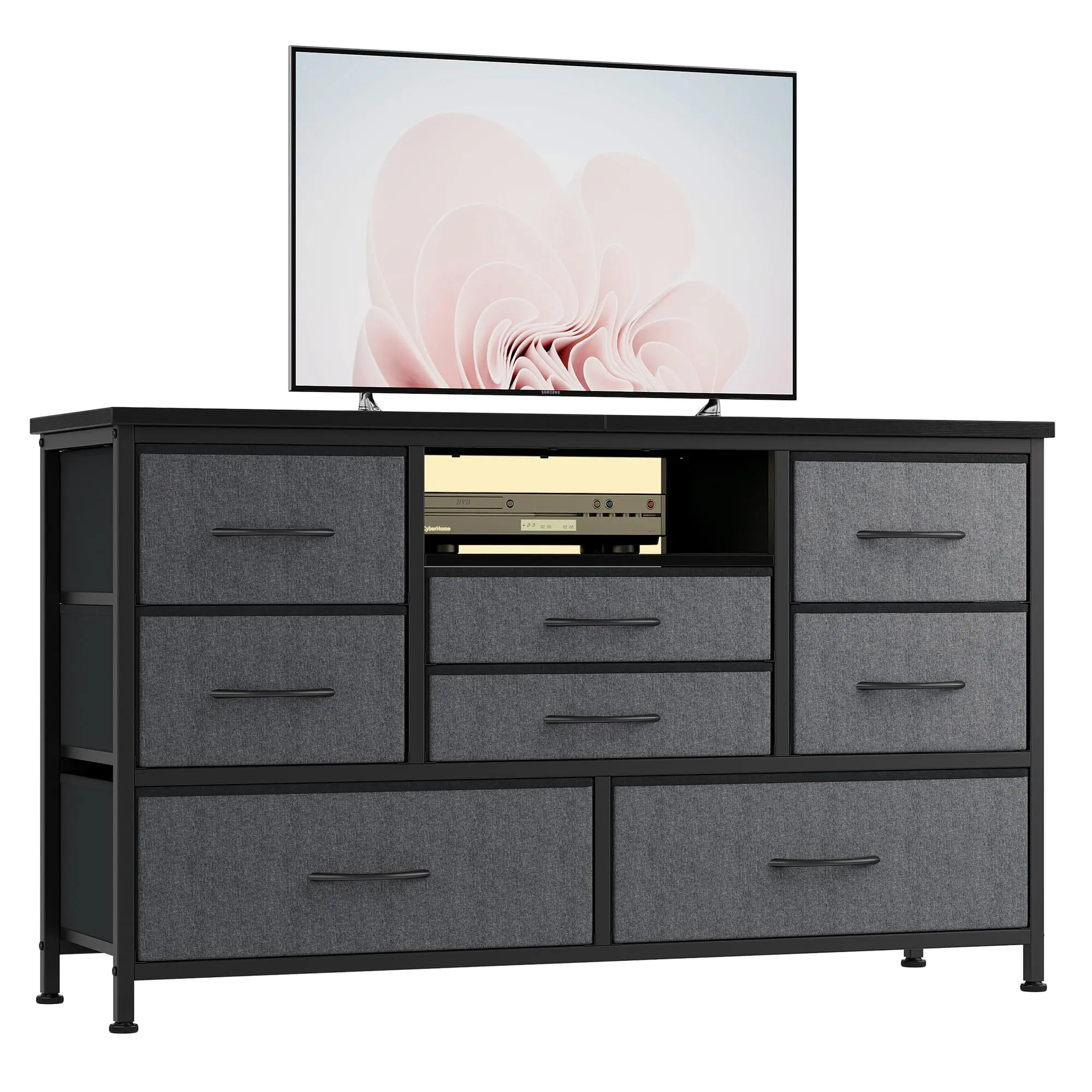 Grey 8 Drawer Dresser TV Stand with LED & Power Outlet for 55" TV | Wood Top Console Table with 22 Light Modes | Wide Storage Chest for Bedroom, Living Room & Entryway - TikTok Shop Grey 8 Drawer Dresser TV Stand with LED & Power Outlet for 55" TV | Wood Top Console Table with 22 Light Modes | Wide Storage Chest for Bedroom, Living Room & Entryway - TikTok Shop