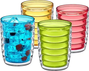 - Arctic - 16-Ounce Insulated Plastic Tumblers (Set of 4), Double-Wall Plastic Drinking Glasses, Mixed-Color  Plastic Cups, , Shatter-Proof, Dishwasher-Safe