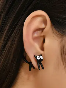 Women's Cute Star & Bell & Cat Design Dangle Earrings, 1 Pair Trendy Adorable Playful Animal Themes Cartoon Dangle Earrings for Women & Girls, Vintage Kawaii Jewelry for Party & Daily Decor, Drop Earring Type, Metal Chain Material, Fashionable Earrings
