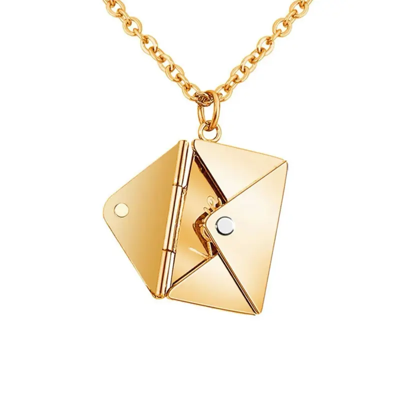 High quality Promise Message Letters Love You Love Envelope Locket Pendant Necklace For Women Gift