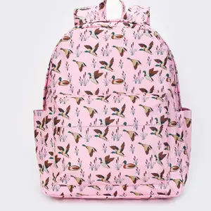 Pink Duck Print Kids Backpack