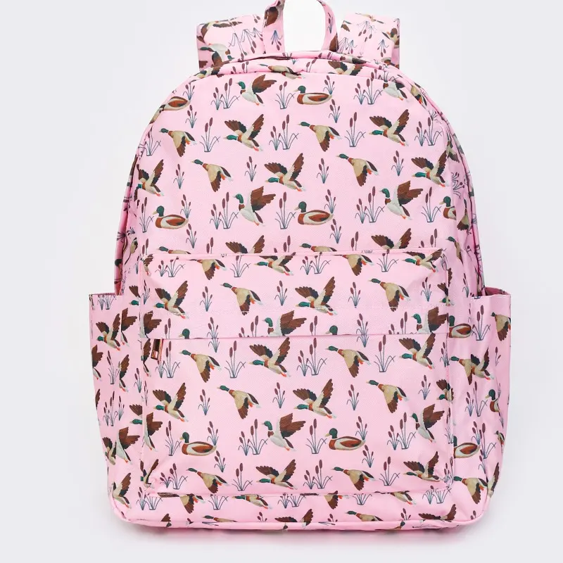 Kids' Cute Pink Duck Print Backpack, Comfortable Animal Character Book Bag for Girls, School & Travel, 13x17x5 in, Youth Backpack
