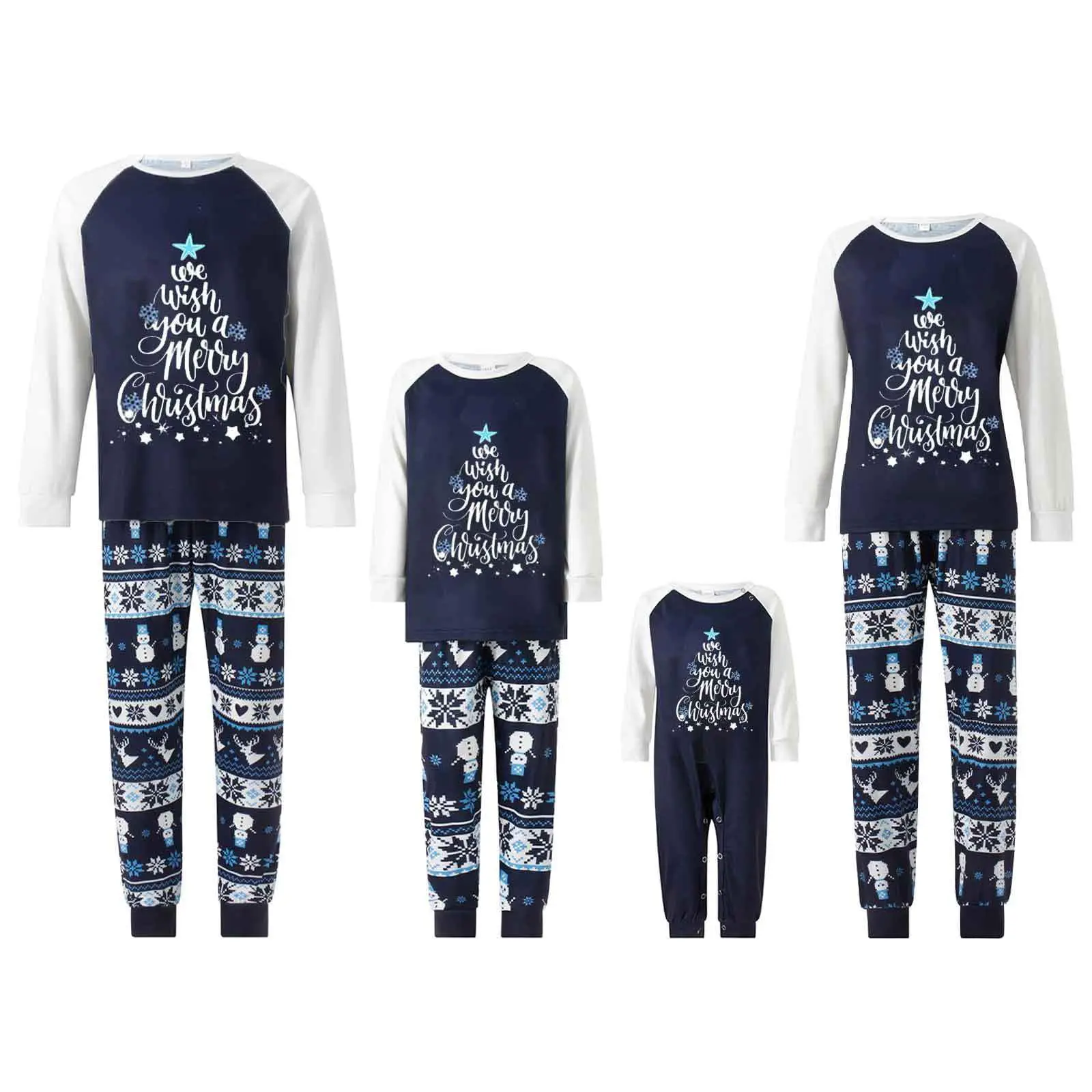 Family Christmas Pajamas Matching Sets Family Gathering Christmas Tree Letter Print Christmas Family Matching Outfits Nightwears Xmas Jammies