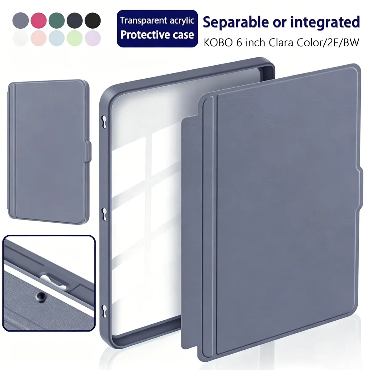 6-Inch Split-Type Durable Protective Cover for Kobo Clara Color 2E BW E-Reader - Shockproof Digital Ebook Device Accessory, Nice Gift