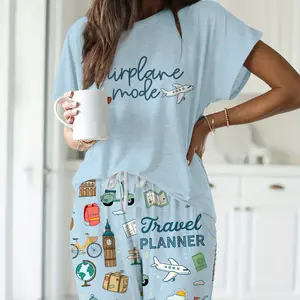 Travel Planner Casual Pajama Set For Women - SHESHOW