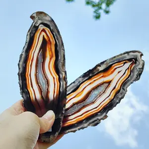 Natural Translucent Crystal Slab –  Stunning Bands, Polished Face for Home Décor & Display