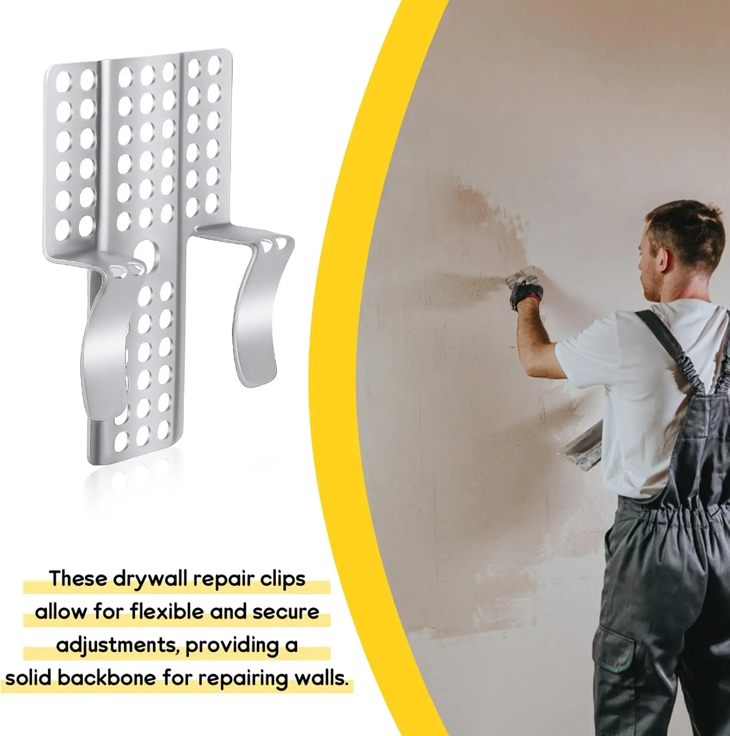 GJANSH Easy-to-Install 1/2-Inch Drywall Clips,Drywall Repair Tools, Professional Wall Hole Repair Kit and Drywall, Sturdy Metal-Backed Clips with Screws for Home Renovation,fathersdaygift