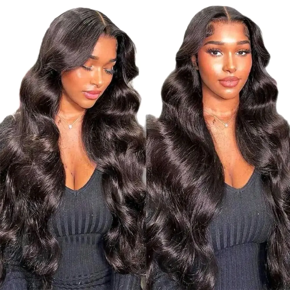 13x4 HD Lace Frontal Wig 24 Inch Body Wave | 200% Density Brazilian Virgin Human Hair | Pre-Plucked Glueless Natural Black