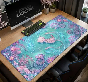 PKM  Mew Crystal Pond Mouse Pad Cozy Gaming Desk Mat Anime Setup Mat Mousepad Playmat Anime