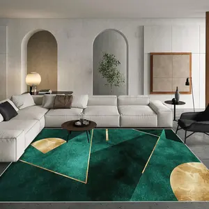 Green Gorgeous Splice Style Area Rug, Non-slip Soft Floor Mat, Rectangle Home Decorative Carpet for Living Room Bedroom Kitchen Study Room