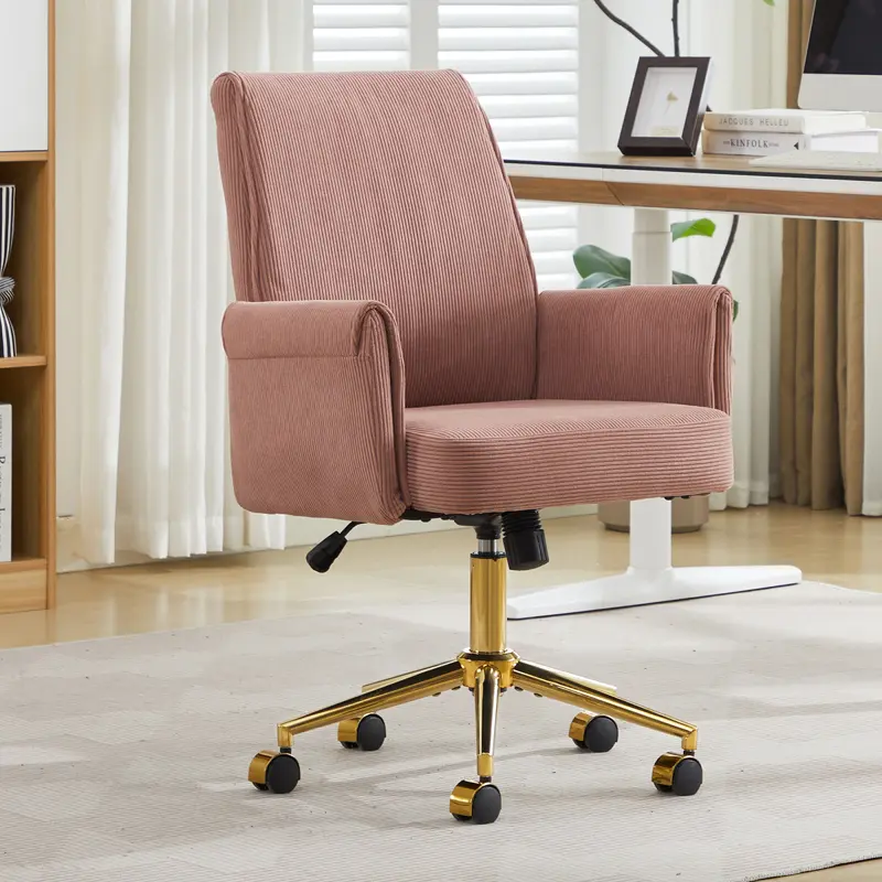 rose gold dressing table chair Impressions Vanity Elise Tufted Chair with Velvet Armless Cushion Seat and 360 Degrees Swivel Chair (Pink) main image 0