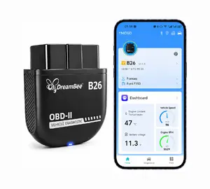 Dreambee B26 Bluetooth OBD2 Scanner, wireless reader for iOS & Android. Practical car diagnostic tool displays real-time data, detects faults, reads and clears trouble codes, great for daily car maintenance and routine checks.