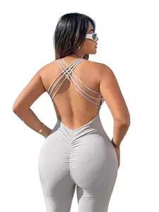 Women's Jumpsuit Solid Criss Cross Backless Ruched Cami Unitard Jumpsuit Decorall Breathable and Skin-friendly, best choice for appointments, picnics, banquets, vacations, gardens, bridesmaids, wedding guests, schoolmates Womenswear Cocktail