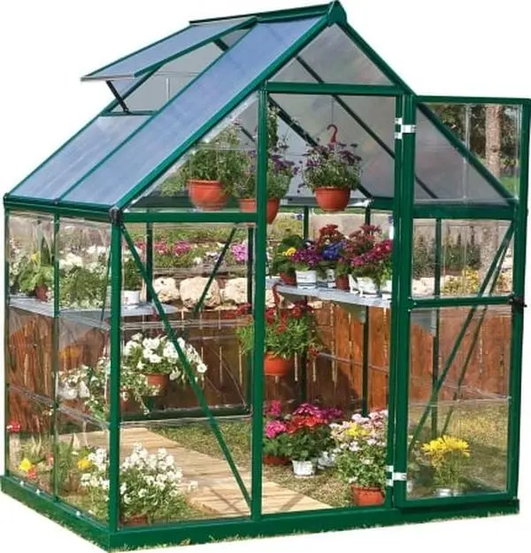 212 MAIN Palram-Canopia HG5504G Hybrid Polycarbonate Greenhouse - 6x4ft Outdoor DIY Kit for Plants, with Doors, Plant