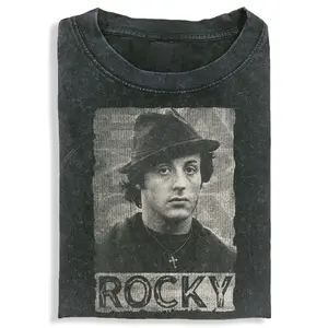 ROCKY Printed Design Unisex Vintage Crew Neck Regular Fit Cotton Fabric Casual Comfort Breathable Short Sleeve Funny T-shirts Fashion Men&Women's Top for Streetwear 012004