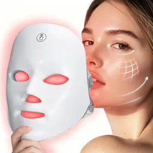 Red Light Therapy Face Mask, 7-Color LED Light Facial Mask, Cordless & Rechargeable Photon Skin Rejuvenation Device, Daily Skincare Beauty Tool, Ideal Gift for Women & Summer Skincare Gift
