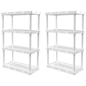 Gracious Living 4 Shelf Knect-A-Shelf Ventilated Storage Unit, White (2 Pack)