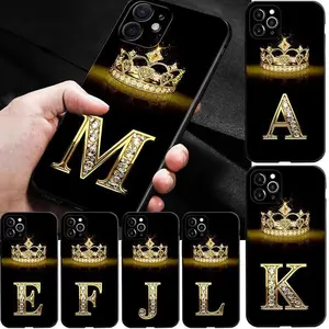 Diamond Crown & Letter Design Soft TPU Case for iPhone 16/15 pro/max/plus, Slim Shockproof Cover with Anti-Scratch Protection, Flexible Full-Body Protective Shell