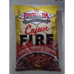 Louisiana Fish Fry Products Cajun FIRE Crawfish Shrimp & Crab Boil 4 Pound Bag Spicy Chili Flavor Seafoodboils