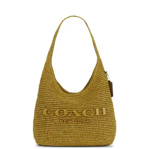 Coach Refined Weave Straw Brooklyn 28 Shoulder Bag in Muted Olive