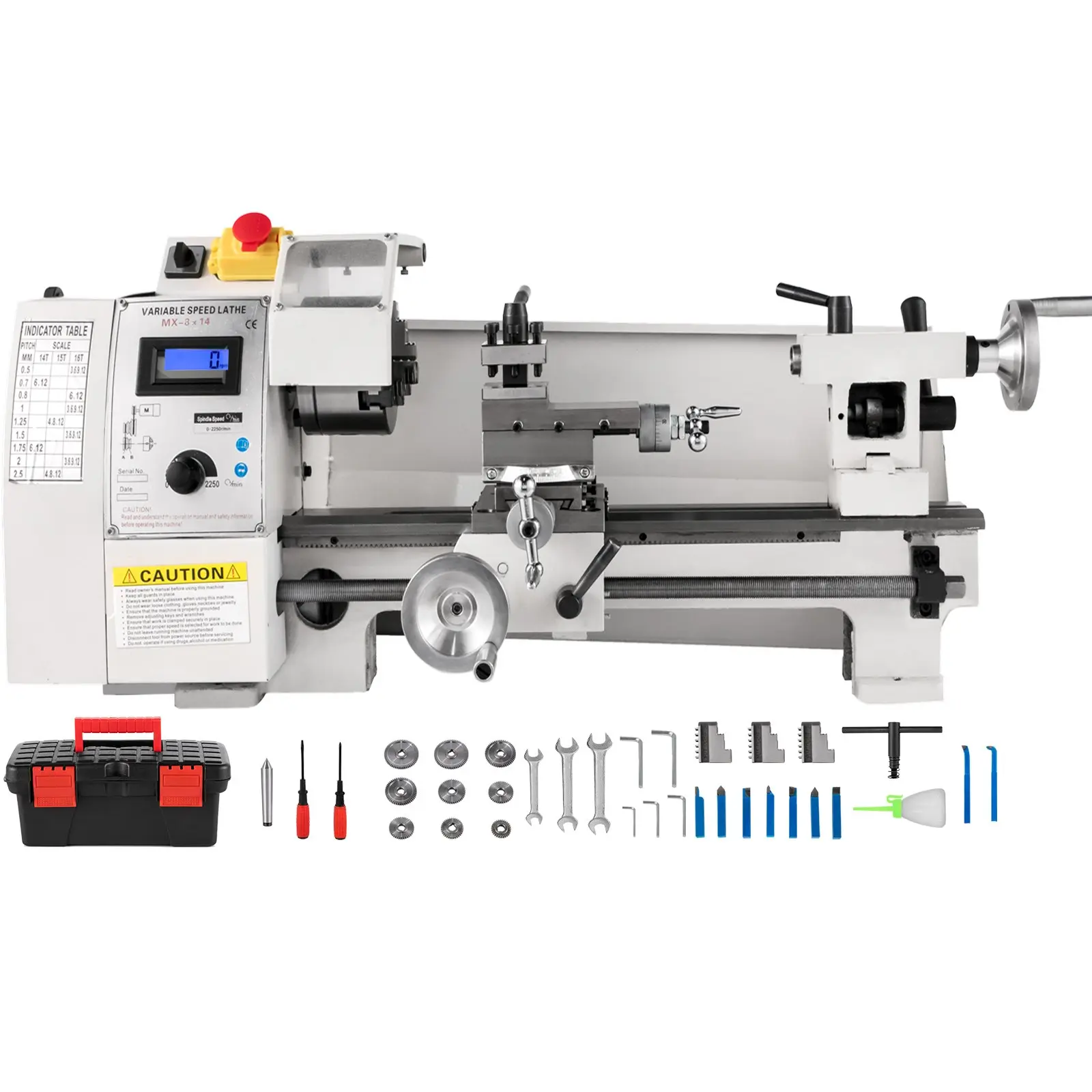 VEVOR Compact Metal Lathe, 8"x14", Adjustable Speed 2250 RPM, 650W Power, Precision Engineering Lathe for Metalworking, Ideal for Crafting Different Metals