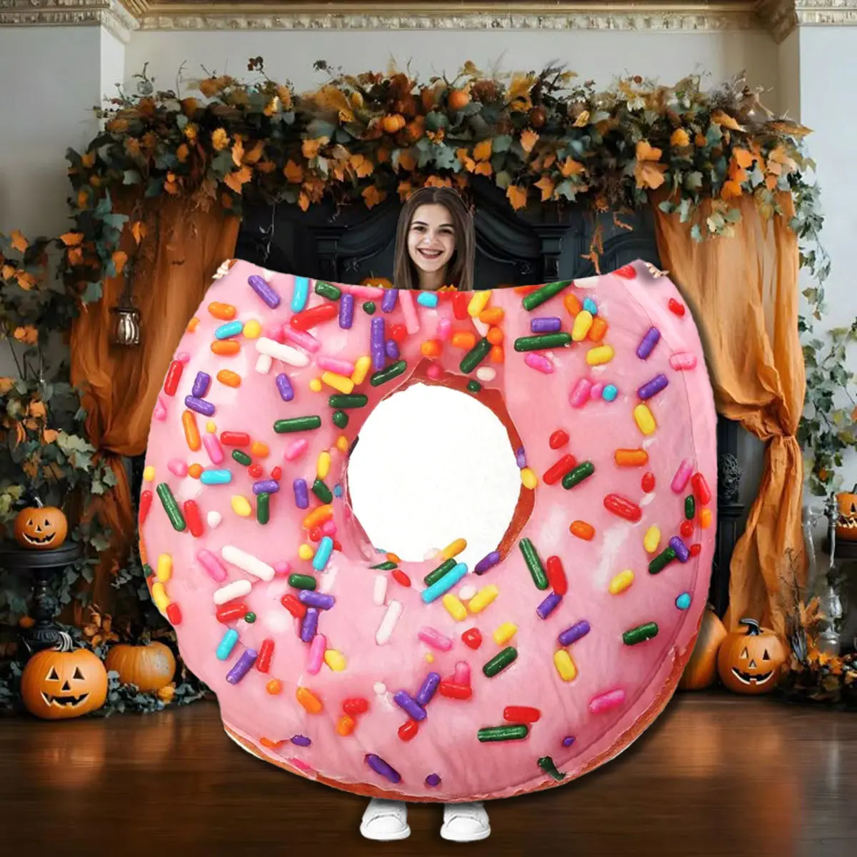 Donut Shaped Blanket, Soft Flannel Material, Warm and Durable, Perfect Gift for Dessert Lovers, Cozy Home Decor Accessory, Food Themed Blanket