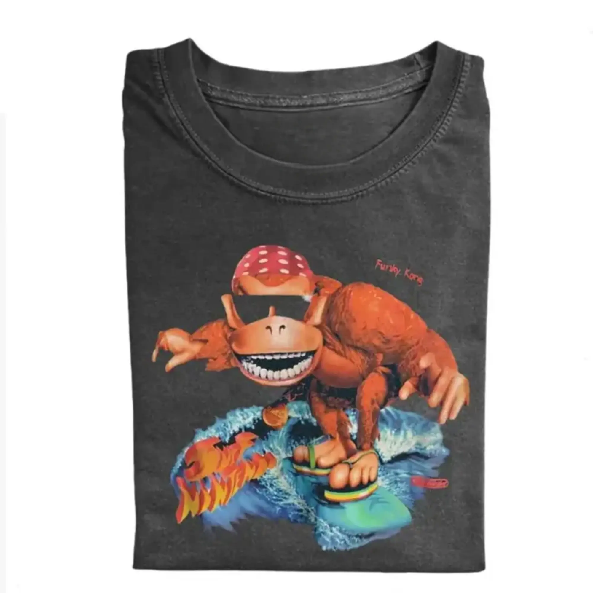 Vintage Funky Kong Surf Nintendo T-Shirt - Retro Donkey Kong Country Gaming Graphic Tee, Gamer Gift Shirt, Funny Meme Fan Shirt, Unisex Streetwear Menswear Womenswear Casual, Gift for Men, Gift for Women, Crew Neck T-shirt, Trending T-shirt