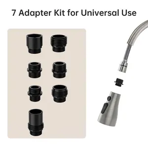 Universal Pull Down Kitchen Faucet Head Replacement, 3 Spray Modes, 7 Adapter Kit, Brushed Nickel & Matte Black Finish, Easy Installation, Compatible with Most Kitchen Sink Faucets