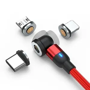 540 5 pin Rotation USB Magnetic Charging Cable 3 in 1 Charger 3A Fast Charging Cable Support Data Transfer Magnetic Charger Cable for iPhone/Micro USB/Type C-Red (10ft) Device Connection Smartphone Cellphone Electronic
