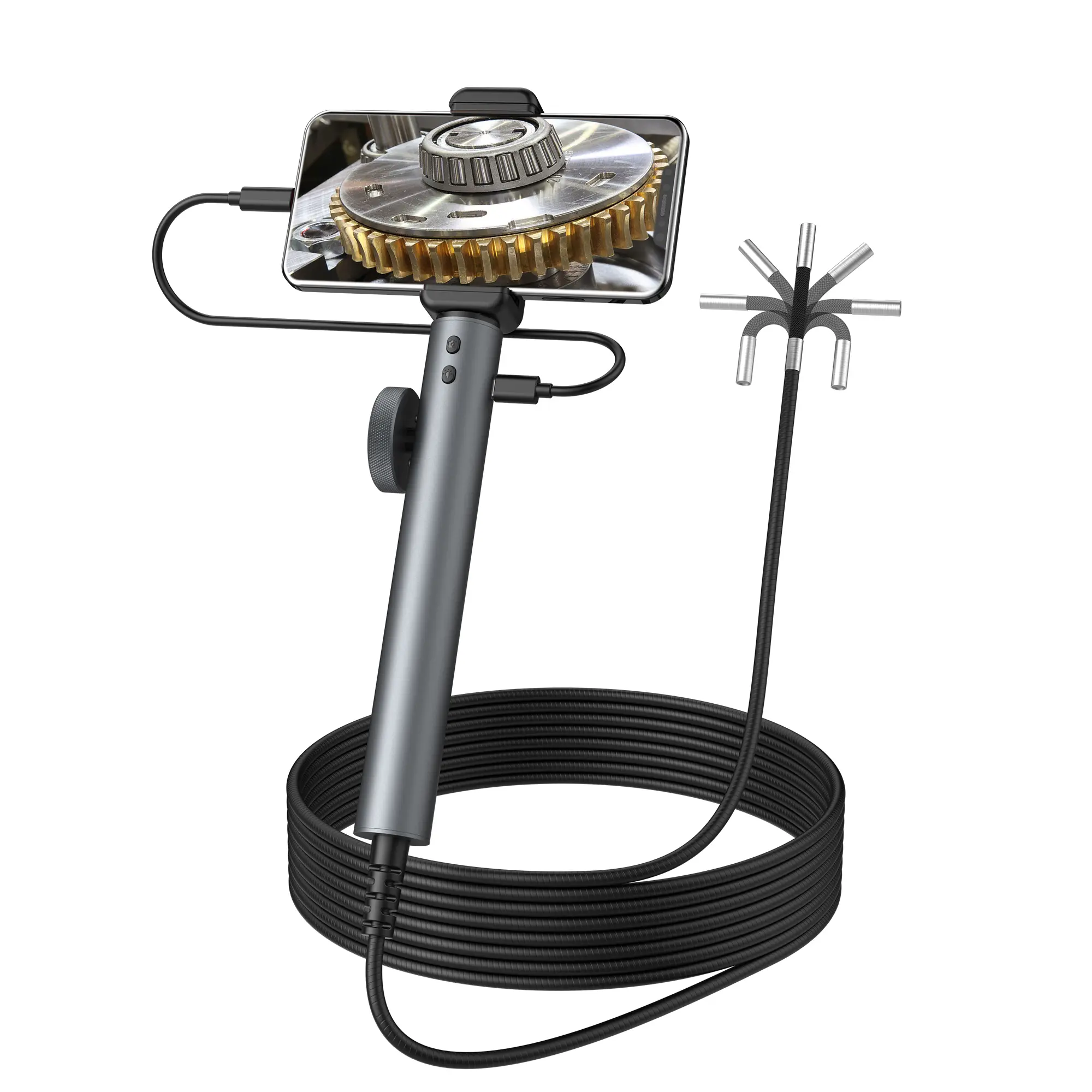 2.0 Megapixel Two-Way Articulating Borescope Endoscope with Light IP67 Waterproof & Oilproof, Compatible with iOS 9.0+ and OTG-enabled Android 4.0+, for Home & Auto Inspection Flexible Snake Scope