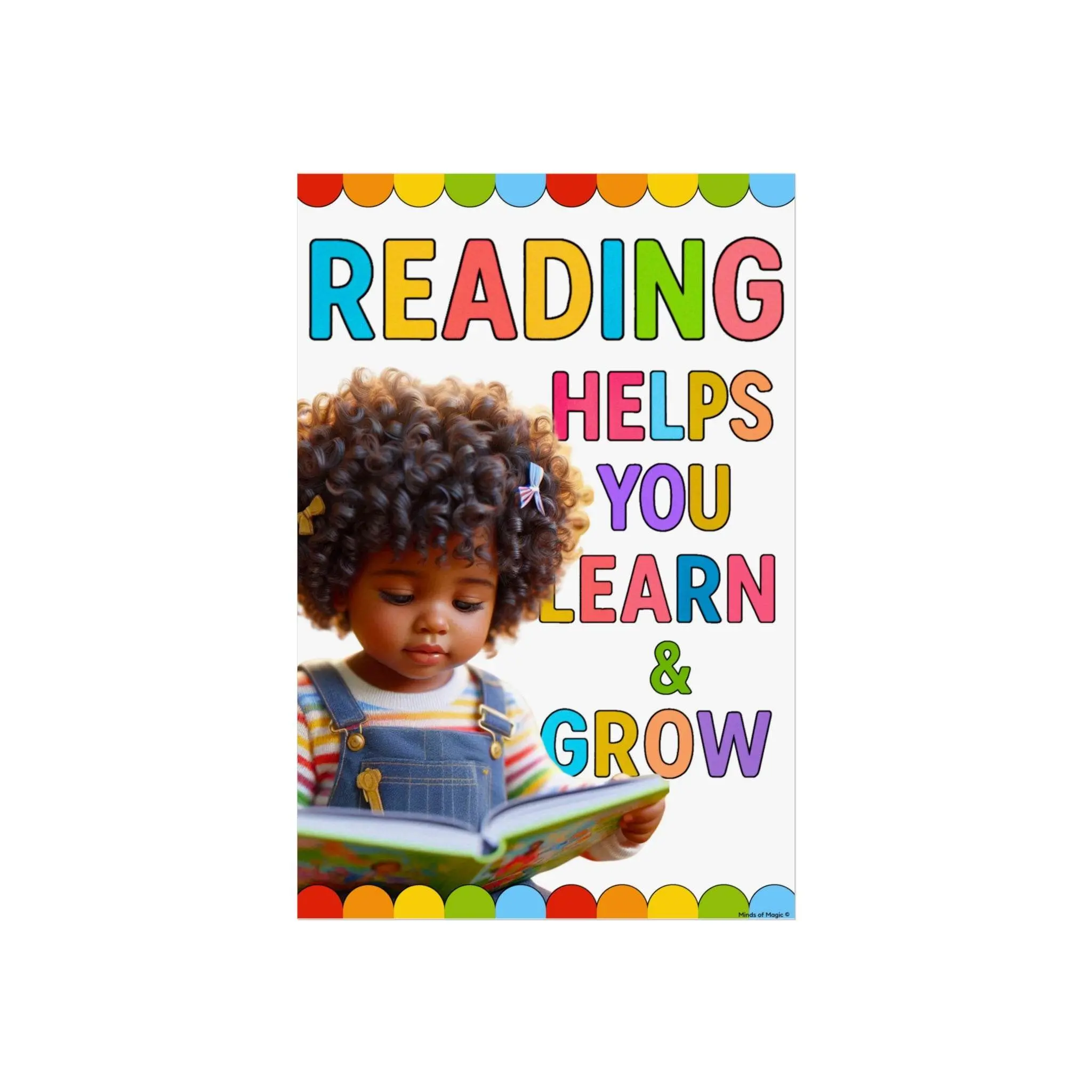 “Reading Helps You Learn & Grow” – Diverse Literacy Poster