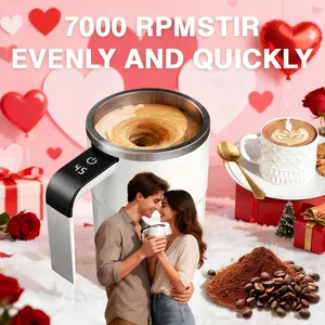 Smart stirring cup, large capacity, lazy person's magnetic rotating cup, LED temperature display, portable rechargeable coffee cup, couple's cup, Auto Stirring Cup
