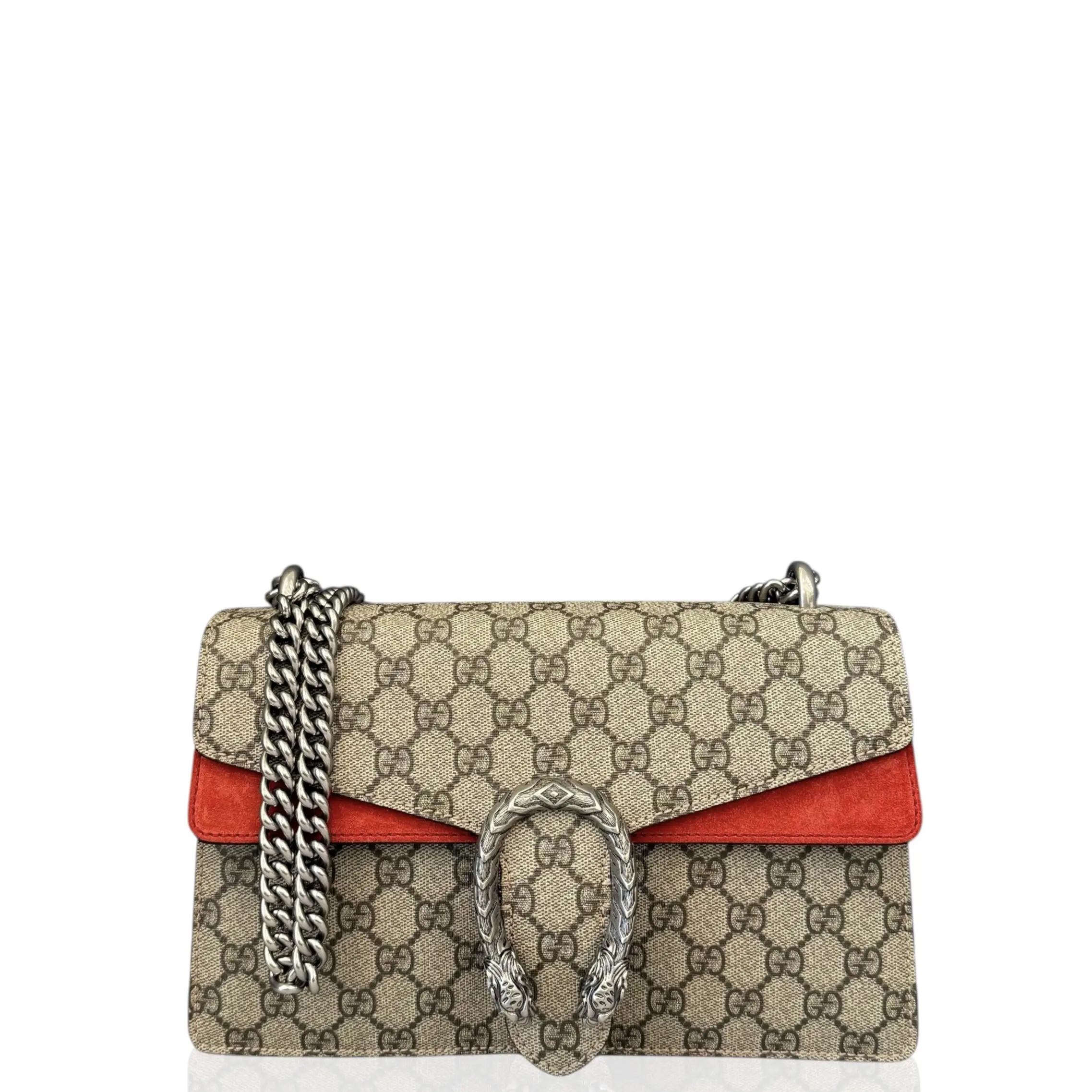 Pre-owned GUCCI Leather Shoulder Bags Meium Dionysus GG Supreme Monogram Brown (ko032326a3)