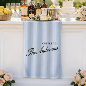Personalized Linen Striped Bar or Event Sign,Custom Wedding Table Runner,Wedding, Birthday, Anniversary Sign, Custom Name Bar Wedding Sign, Wedding decor
