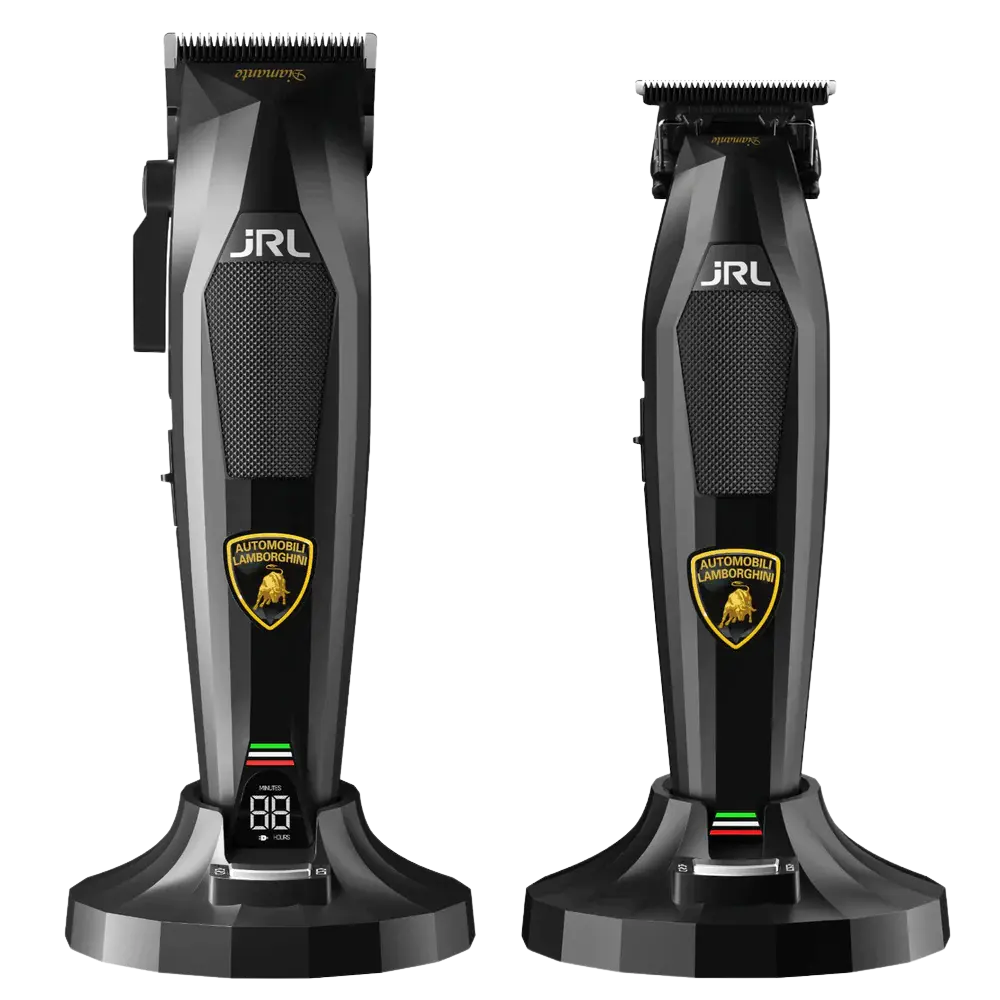 JRL x Lamborghini Diamante Combo Set – Black (DI2025B) – 8200 RPM Dual-Speed Clipper & Trimmer