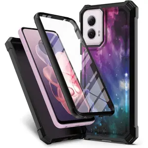 For Motorola Moto G-Power-5G-2024 Phone Case Protective Cover Blue Black |   Built-in Screen Protector, Dual Layer, Shockproof, Military-Grade, Full-Body, For Teen Women Man, Star Galaxy, 2024, 6.7 inch