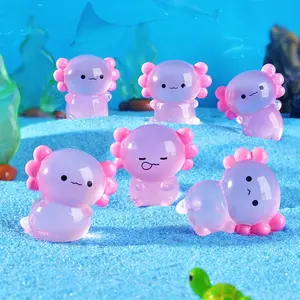 Cute Cartoon Night Glow Animal Hexagon Aquarium Decor, Mini Moss Aquatic Landscape Accessory, Handmade Craft Ornament for Fish Tank