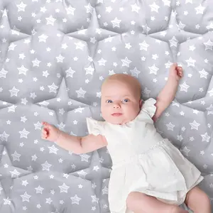 Baby Play Mat 74"x50" Playpen Mat Thick Ultra Soft Playpen Mat for Playing or Crawling, One-Piece Crawling Mat Non Slip Padded Baby Playmat for Floor 74x50 Inches, Grey with Star