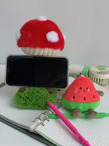 Mushroom Phone Stand - Bendable Stalk & Plush Base | Anti-Slip for Bed/Desk | Fits iPhone iPad Samsung Smartphone Cellphone Mount