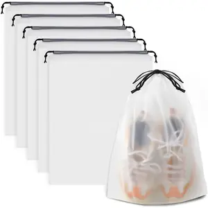 Clear Shoe Bags for Travel 5 PCS, 15.7" X 11.8" Drawstring Travel Shoe Bags for Packing, Waterproof Dustproof Portable Travel Shoe Storage Bag for Men and Women COIDEA Dawn  Tide  Gain
