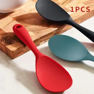 One-Piece Silicone Rice Spoon, Non-Stick Cooking Utensil, Kitchen Utensils, Heat-Resistant Electric Rice Cooker Spoon, Kitchen Rice Spoon for Rice Salad Mashed Potatoes