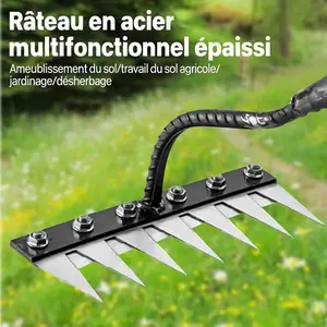 5/6/7/8 Teeth 1PCS Carbon Steel Garden Hand Rake for Farm Garden Weeding Tools Scarifier Agricultural Nail Harrow Metal Harrow Durable Gardening Tools