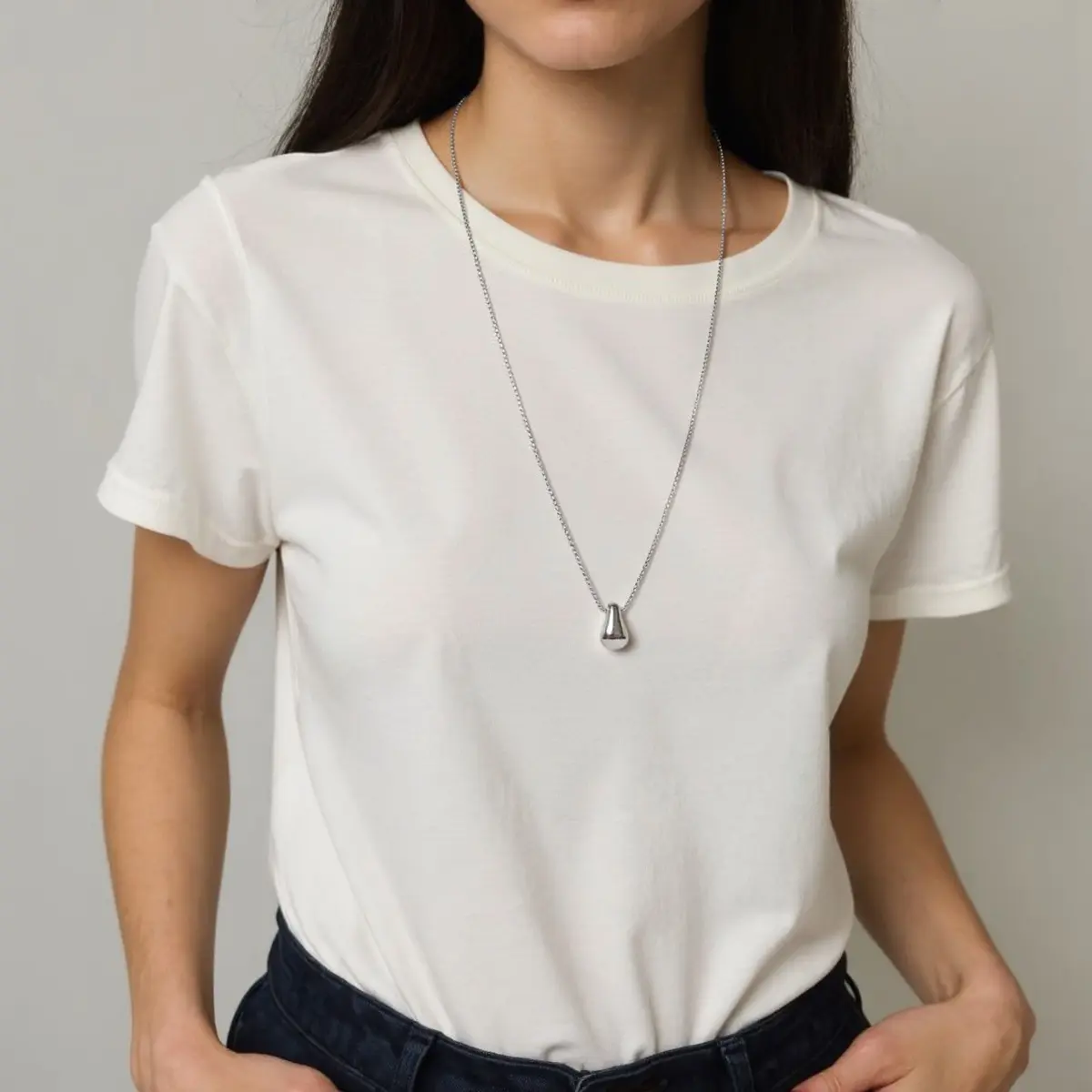 Unisex Geometric Teardrop Alloy Pendant Necklace - Minimalist Elegant Free-Spirited Design, Ideal Gift for Anniversaries, Holiday Fashion Accessory