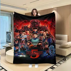 Stranger Things Season 5 Blanket, Warm Napping Blanket, Creative Digital Print Flannel Throw, Perfect Gift for Thanksgiving, Valentine's Day, Christmas