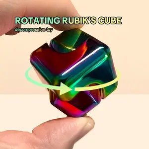 Alloy Rotating Rubik's Cube, Colorful Stress Relief Toy, Portable Relaxing Block Puzzle, Durable Material, Fun Leisure Toy