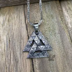 GTHIC Vintage Valknut Stainless Steel Viking Pendant  for Men and Women Daily Wear Statement Jewelry